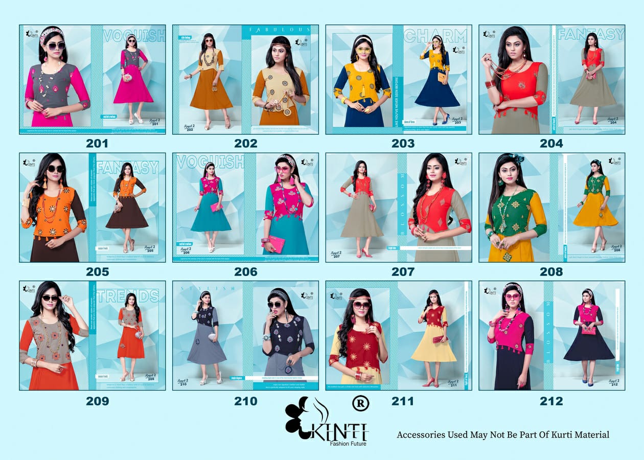 Kinti Rangoli 2 Fancy Ethnic Wear Rayon Embroidery work Designer Kurtis Collection